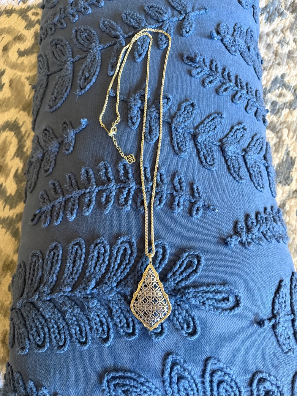 Kendra Scott, Gold & Silver Filigree Teardrop Pendant Necklace